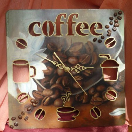 Часы декупаж для кухни кофе коричневый