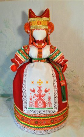 Превью Кукла оберег в русском стиле на чайник Макошь.